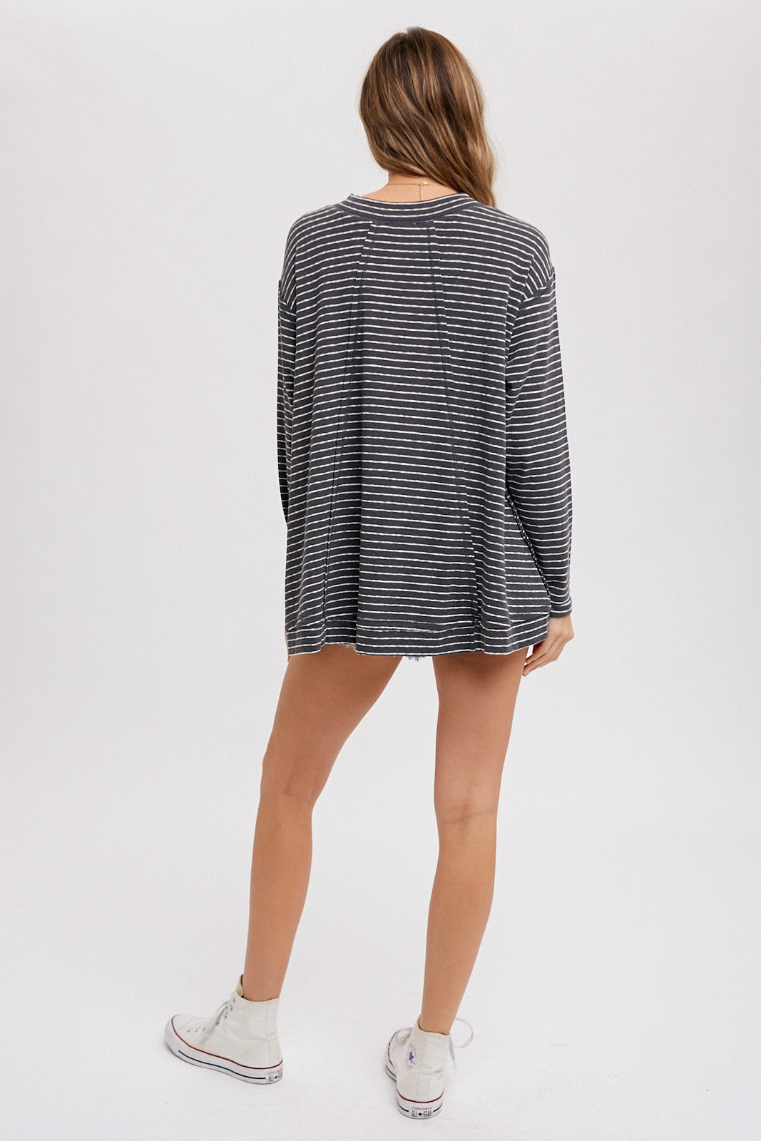 Ash Crewneck Slouchy Stripe Top
