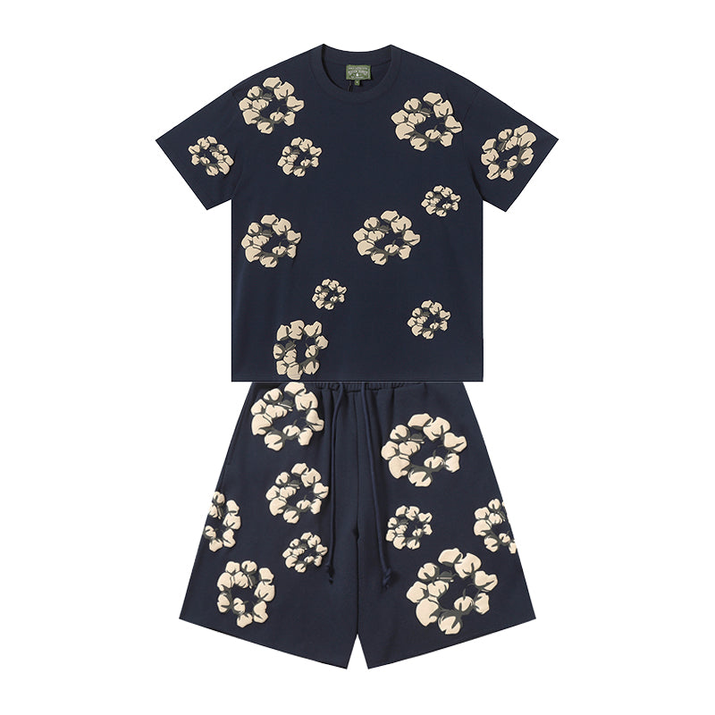Denim Tears T shirt & Shorts 2 Piece Set Button cardigan woven