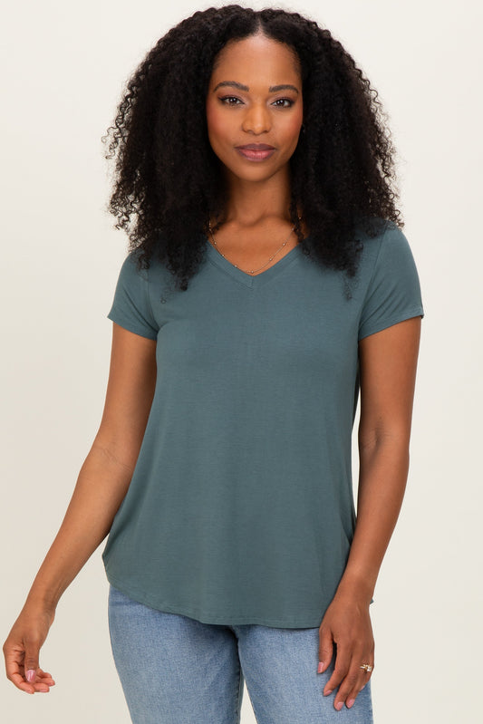 Ash Jade Basic V-Neck Short Sleeve Top