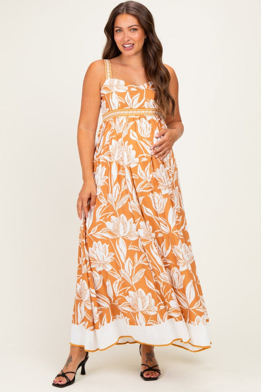 Amber Mixed Floral Sleeveless Maternity Maxi Dress