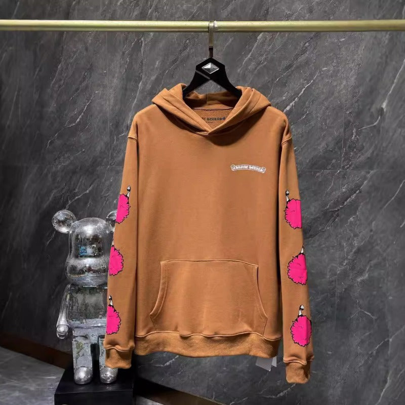 Chh Chrome Hearts Hoodie Autumn/Winter Sanskrit Alphabet Graffiti Embroidery Mouth Print Casual Loose Hooded Sweater