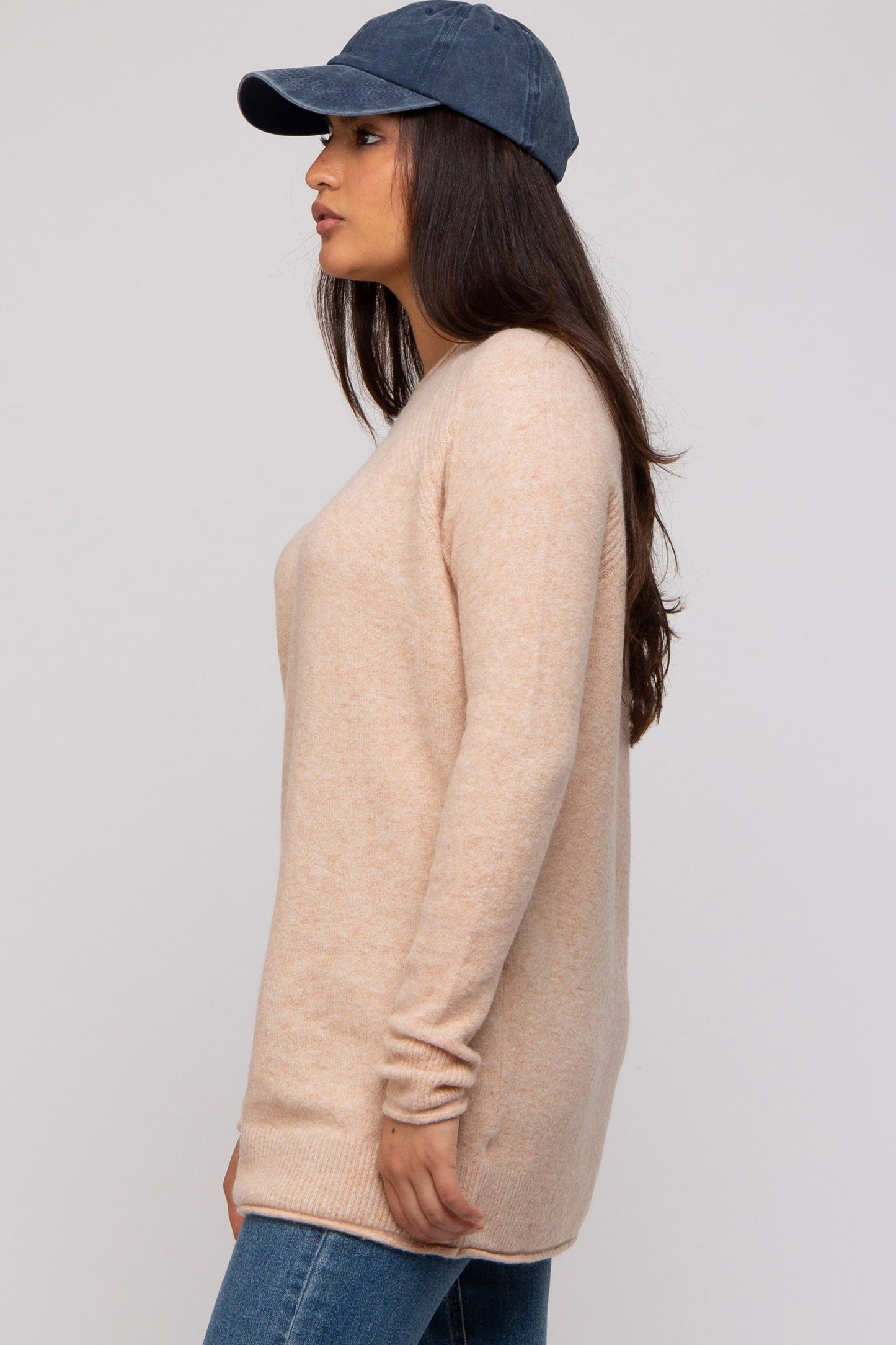 Beige Brushed Knit Sweater