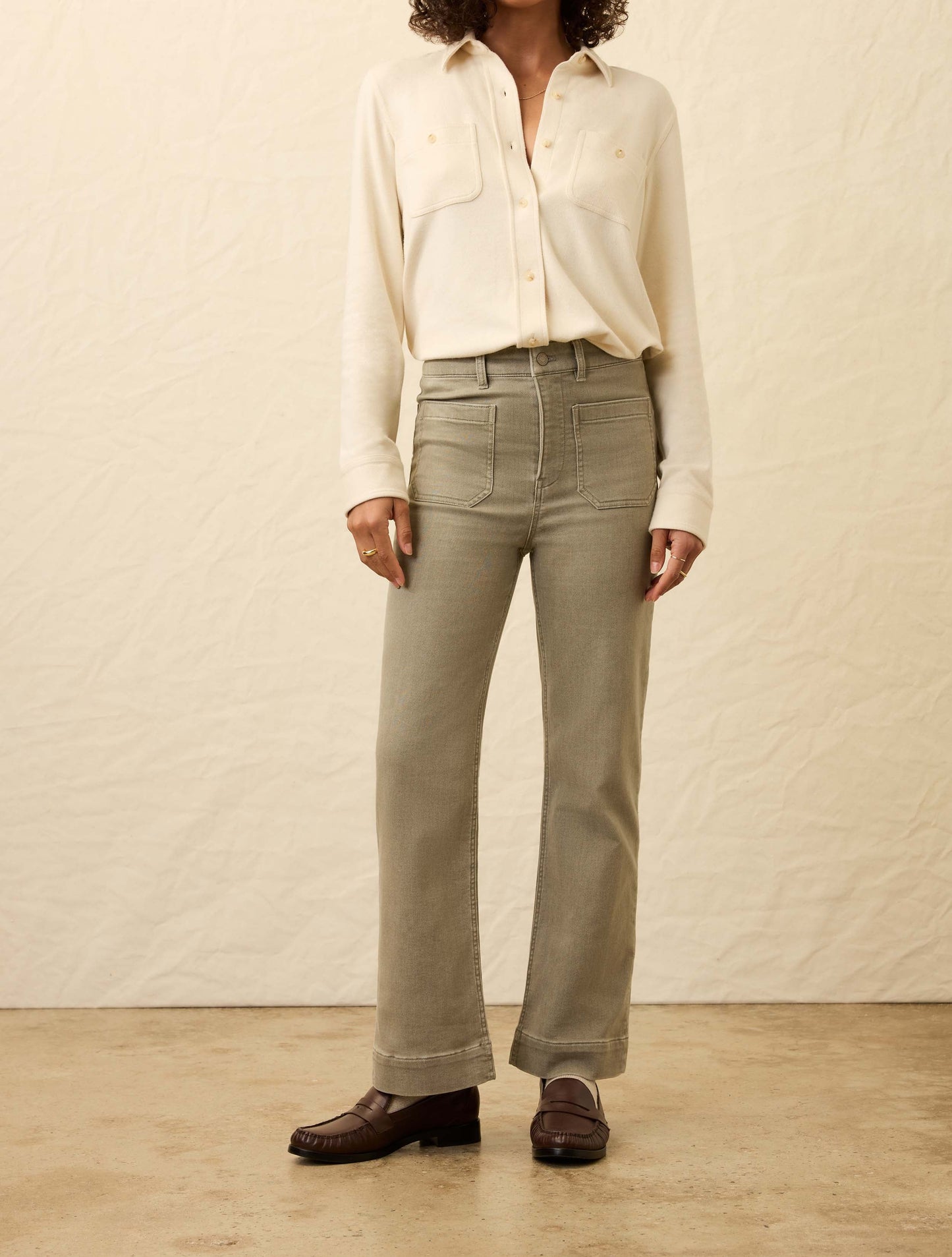Stretch Terry Patch Pocket Ankle Pant - Coastal Sage