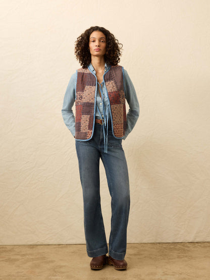 Indigo Quilted Patchwork Vest - Indra Patchwork