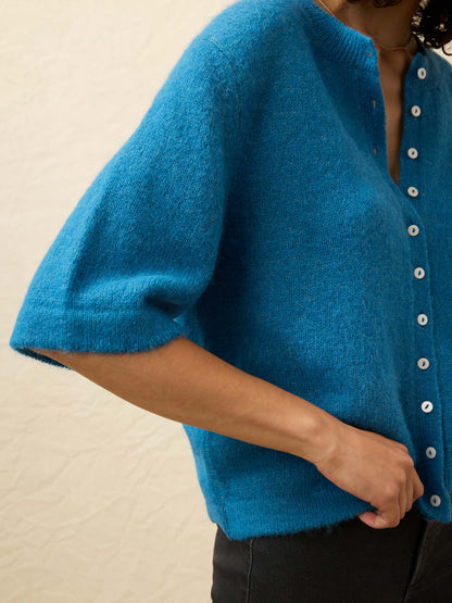 Apres Alpaca Cardigan - Blue Lights