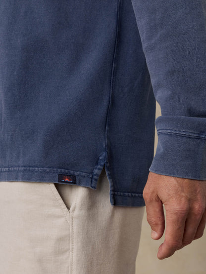Long-Sleeve Sunwashed Pique Polo - Dusk