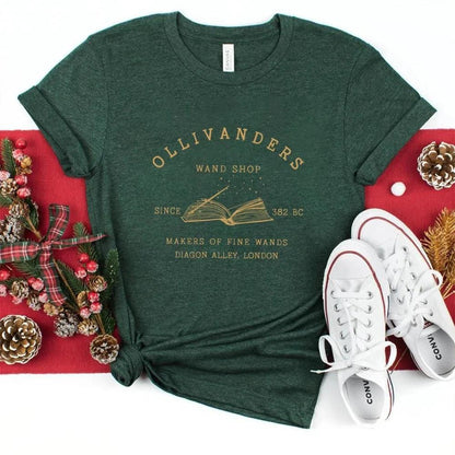 Cotton T Shirt Unisex Tops Ollivanders Wand Shop T-Shirt