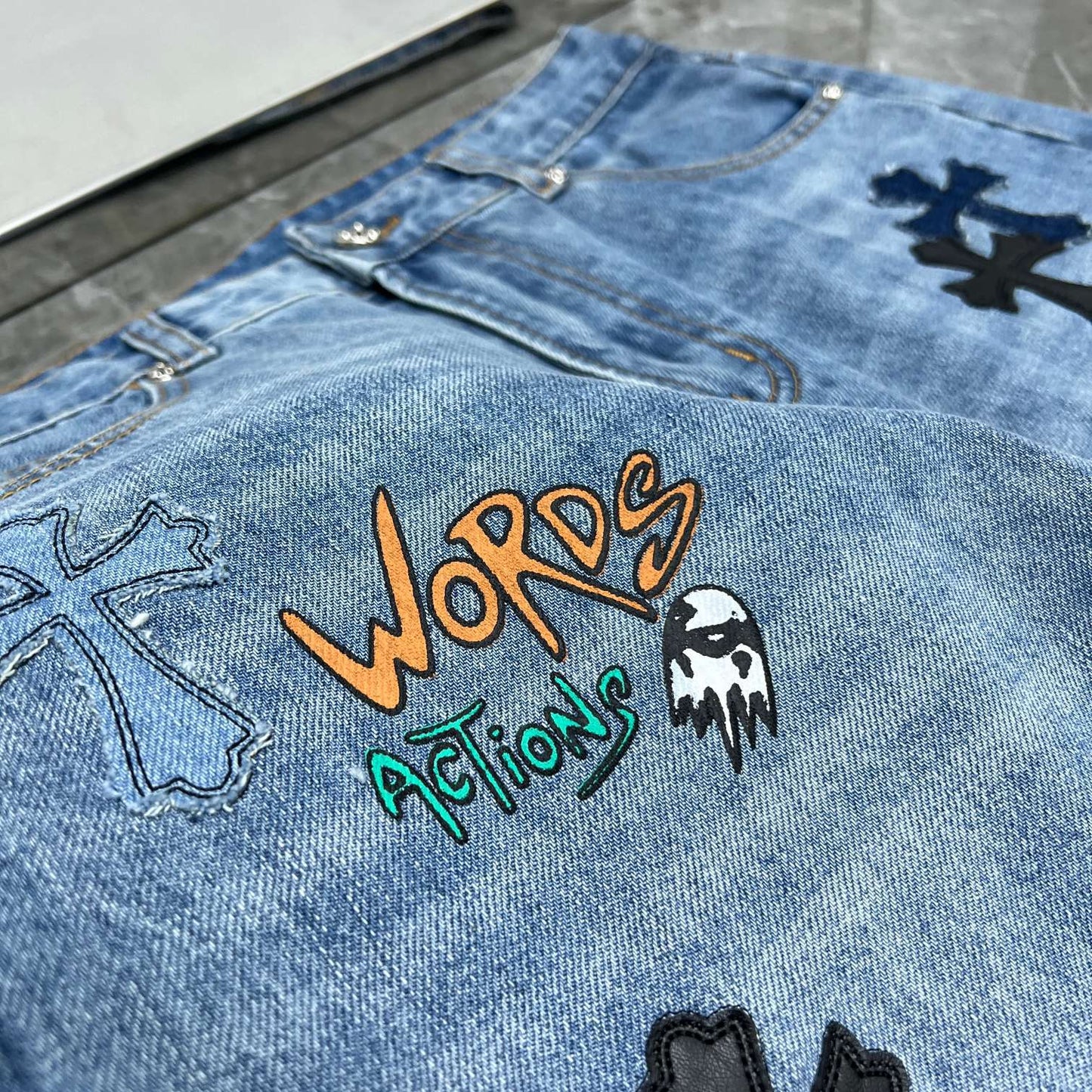CHH Chrome Hearts Jeans Unisex Casual Loose Jeans