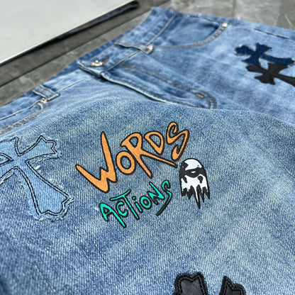 CHH Chrome Hearts Jeans Unisex Casual Loose Jeans