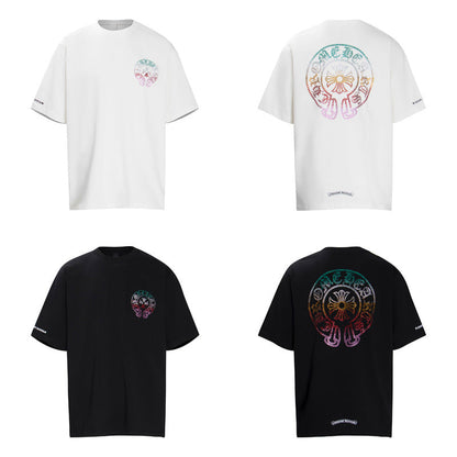 CHH Chrome Heart T Shirts Horseshoe Sanskrit Cross Color Hot Diamond Short Sleeve T-Shirt
