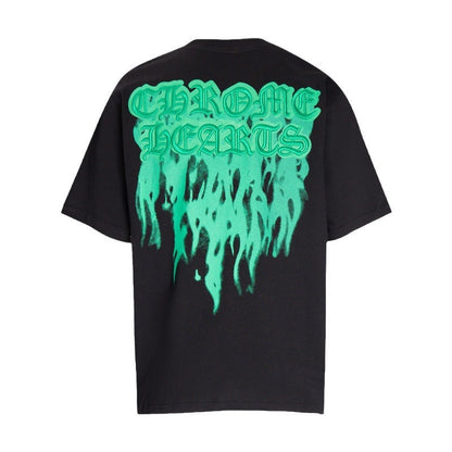 CHH Chrome Heart T Shirts Croix Flame Sanskrit Embroidery Printed T-Shirt Fashion Short Sleeve