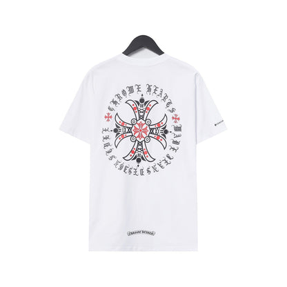 CHH Chrome Heart T Shirts Croix Cross Leather Printed Short Sleeve T-Shirt