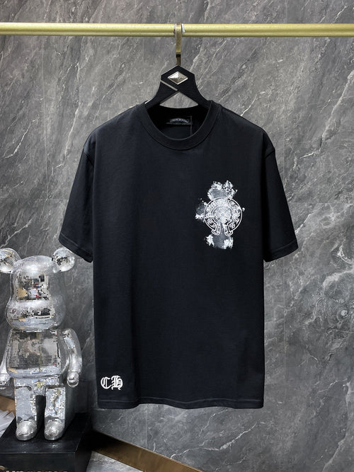Chh Chrome Hearts T Shirts Summer three-dimensional Sanskrit embroidered alphabet casual short-sleeved T-shirt
