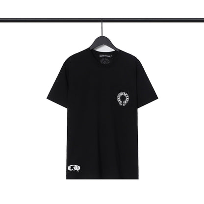 CHH Chrome Heart T Shirts Croix Cross Leather Printed Short Sleeve T-Shirt