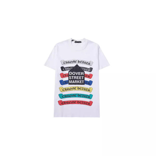 CHH Chrome Heart T Shirts Croix Cross Color Leather Printed Short Sleeve T-Shirt