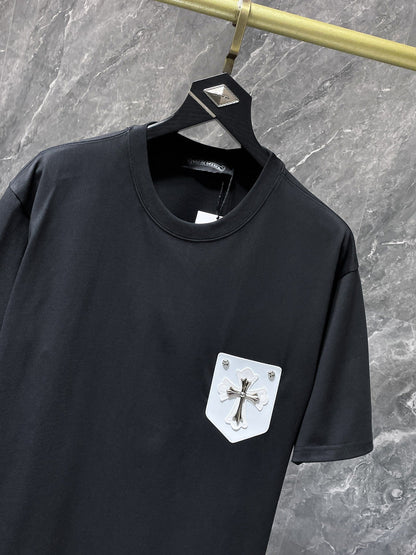 Chh Chrome Hearts T Shirts Pocket Handmade Button Casual Short Sleeve T-Shirt