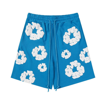 Denim Tears Outfit:T Shirt/Shorts (Separate Purchase Options) Puff Print Short Sleeve T-shirt Loose Couple Shorts Suit