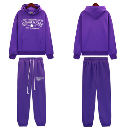 Denim Tears Outfit:Hoodie/Sweatpants (Separate Purchase Options) Kapok Letter Hooded Sweater Trousers Sports Suit