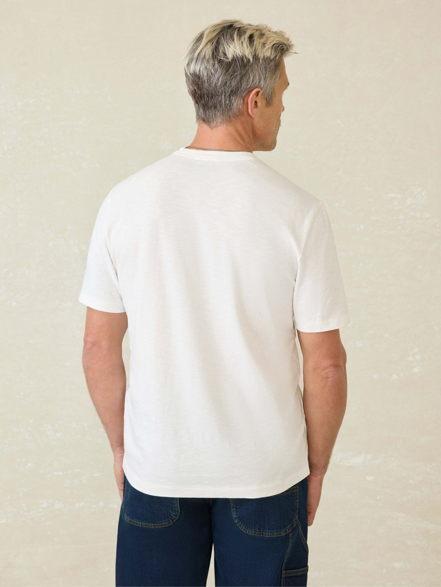 Short-Sleeve Sunwashed V-Neck Tee - White