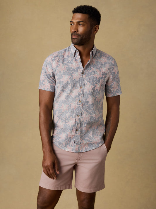 Short-Sleeve Breeze Shirt - Navy Red Lotus