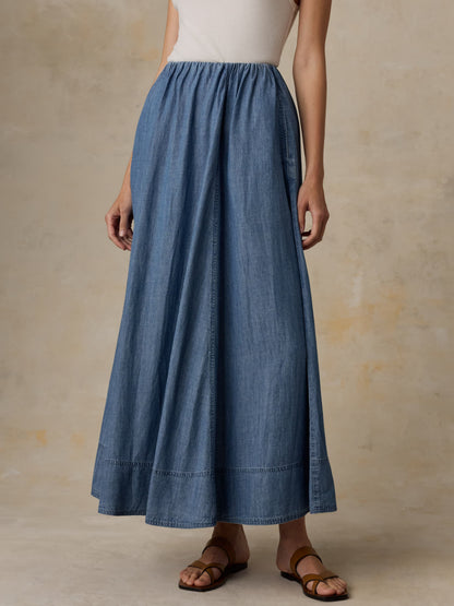 Tried & True Chambray Nera Skirt - River Mist Wash