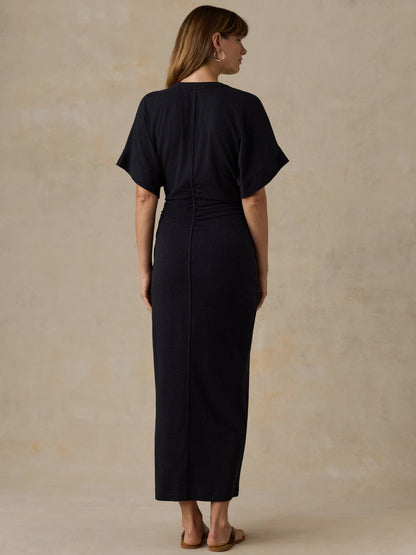 Cotton Hemp Maxi Dress - Black