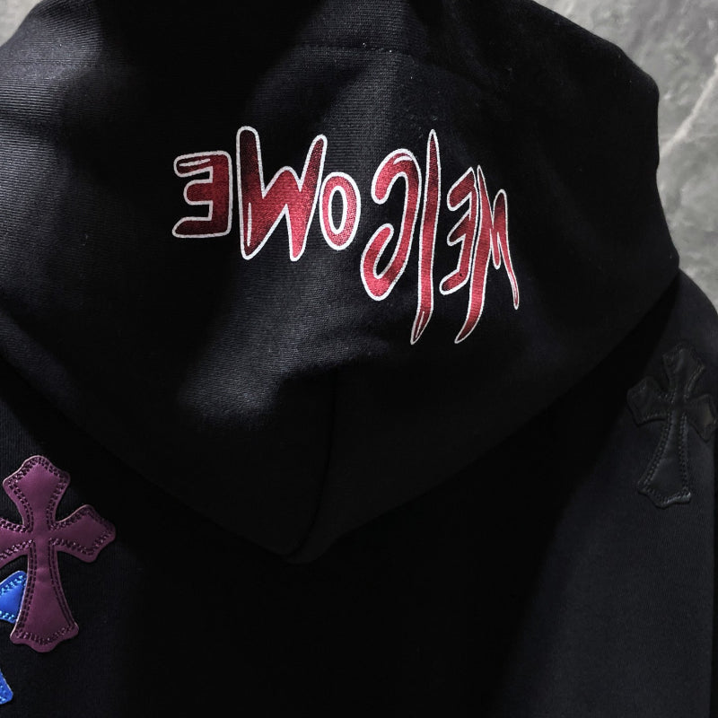 Chh Chrome Hearts Hoodie Autumn/Winter CH Classic Color Sanskrit Hand Painted Graffiti Casual Hooded Sweater